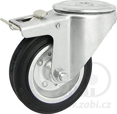 Gumové koleso 125 mm otočná vidlica s otvorom