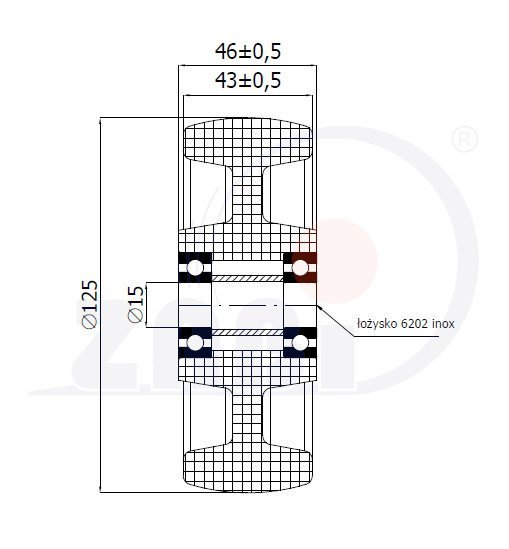 Plastové koleso 125mm samostatné s nerezovým ložiskom ZABI