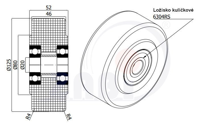 Polyamidové koleso pre vysoké zaťaženie 125 mm