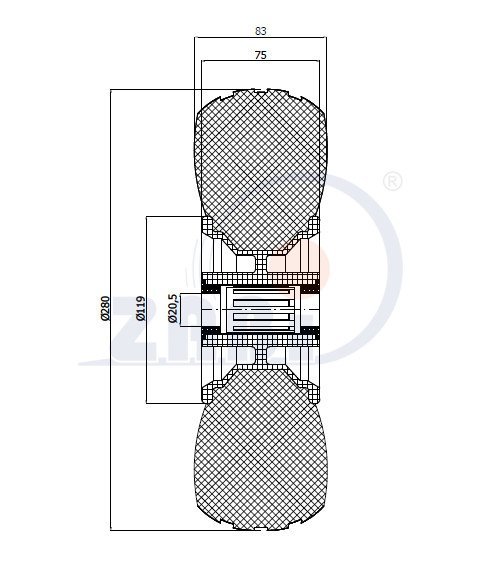 Elastické koleso 280 mm samostatné (4.00-4)