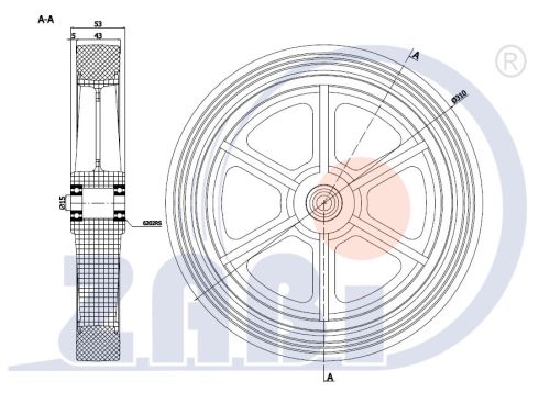 Gumové koleso 310 mm samostatné