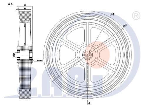 Gumové koleso 310 mm samostatné