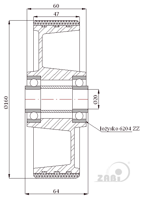 Polyuretánové koleso 160 mm samostatné