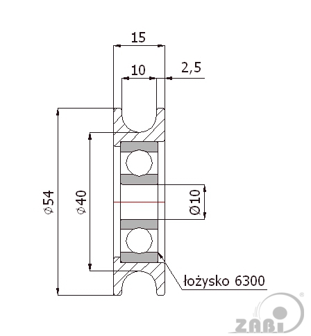 Kladka kovová s ložiskom 54 mm