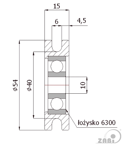 Kladka kovová s ložiskom 54 mm