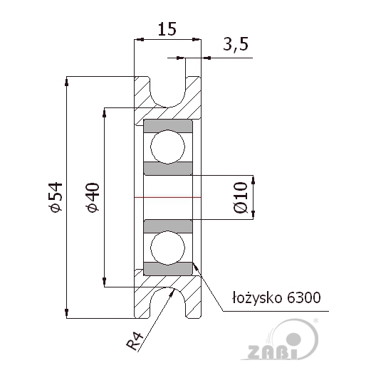 Kladka kovová s ložiskom 54 mm