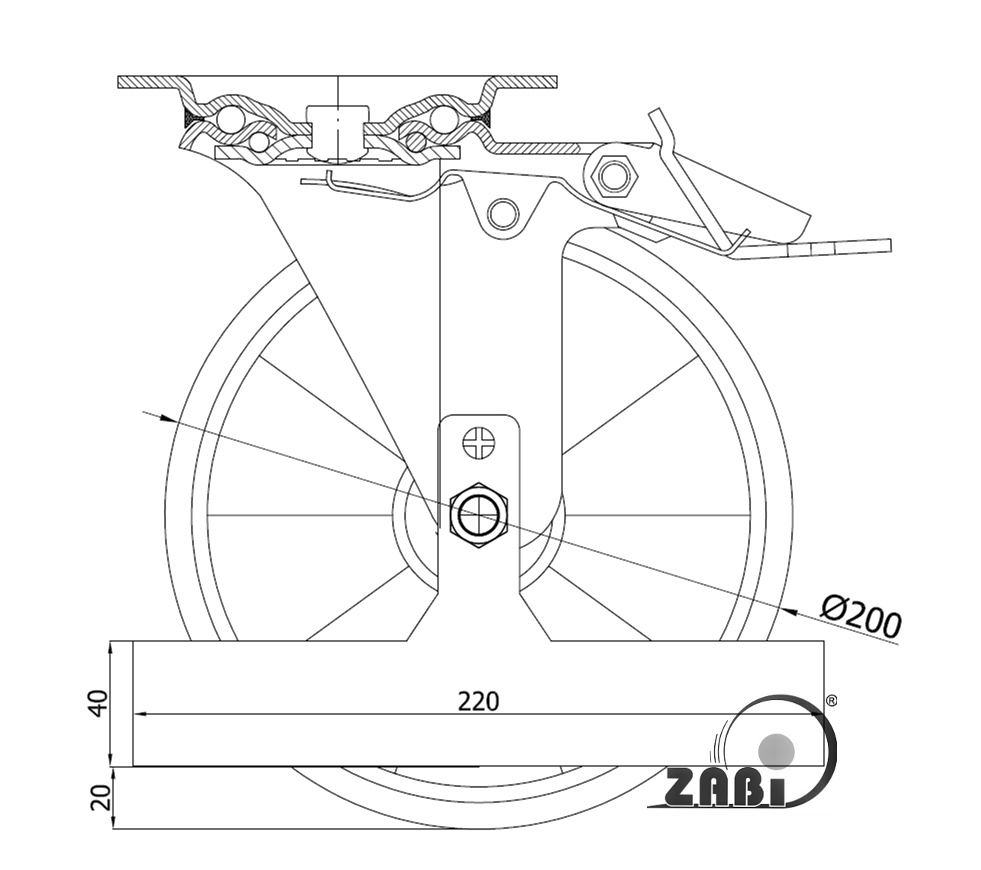 Bezpečnostní krytí koleček 200mm