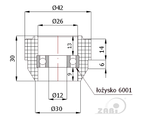 Horný vodiaci valček 43 mm s ložiskom