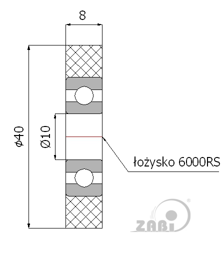 Rolna polyuretánová 40 mm s ložiskom