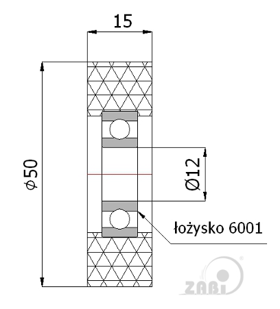 Rolna polyuretánová s ložiskom 50 mm