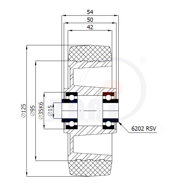 Gumové koleso 125 mm samostatné