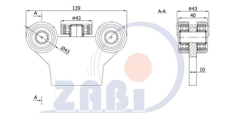 Nosný vozík závesných dverí a vrát 50 mm ZABI