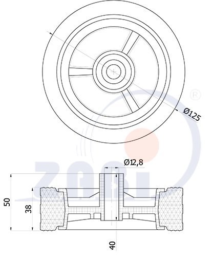 Univerzálne koleso pre záhradnú kosačku 125 mm ZABI