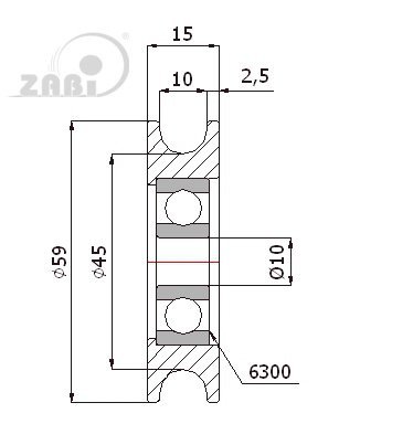 Kladka kovová s ložiskom 59 mm ZABI