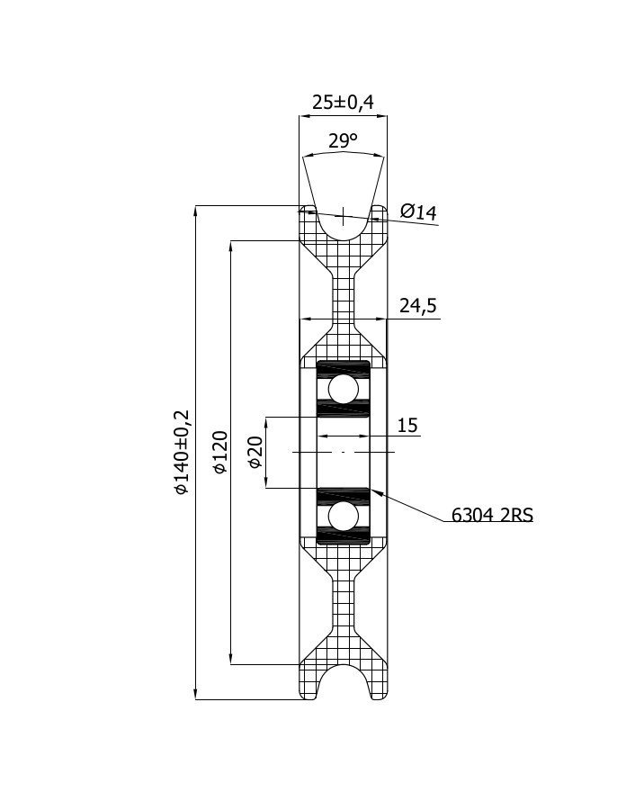 Kladka plastová s ložiskom 140 mm ZABI