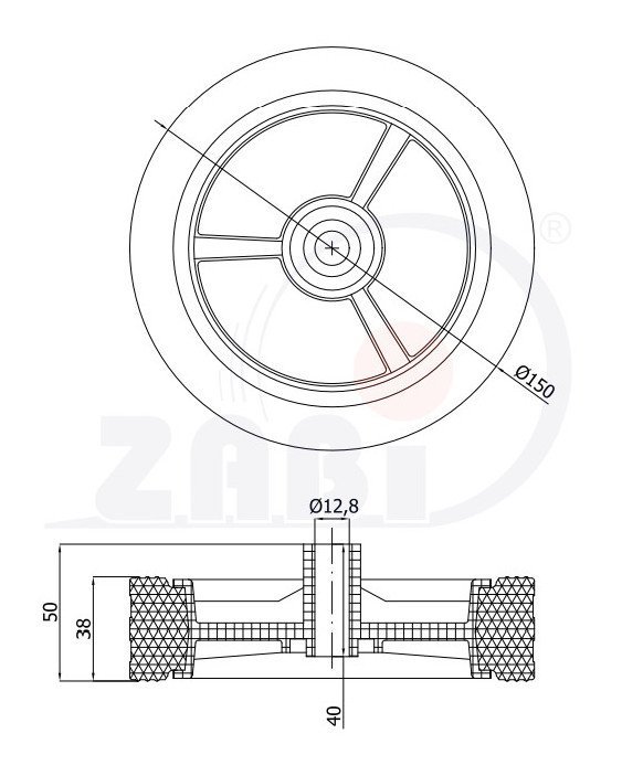 Univerzálne koleso pre kosačky ZABI 150 mm