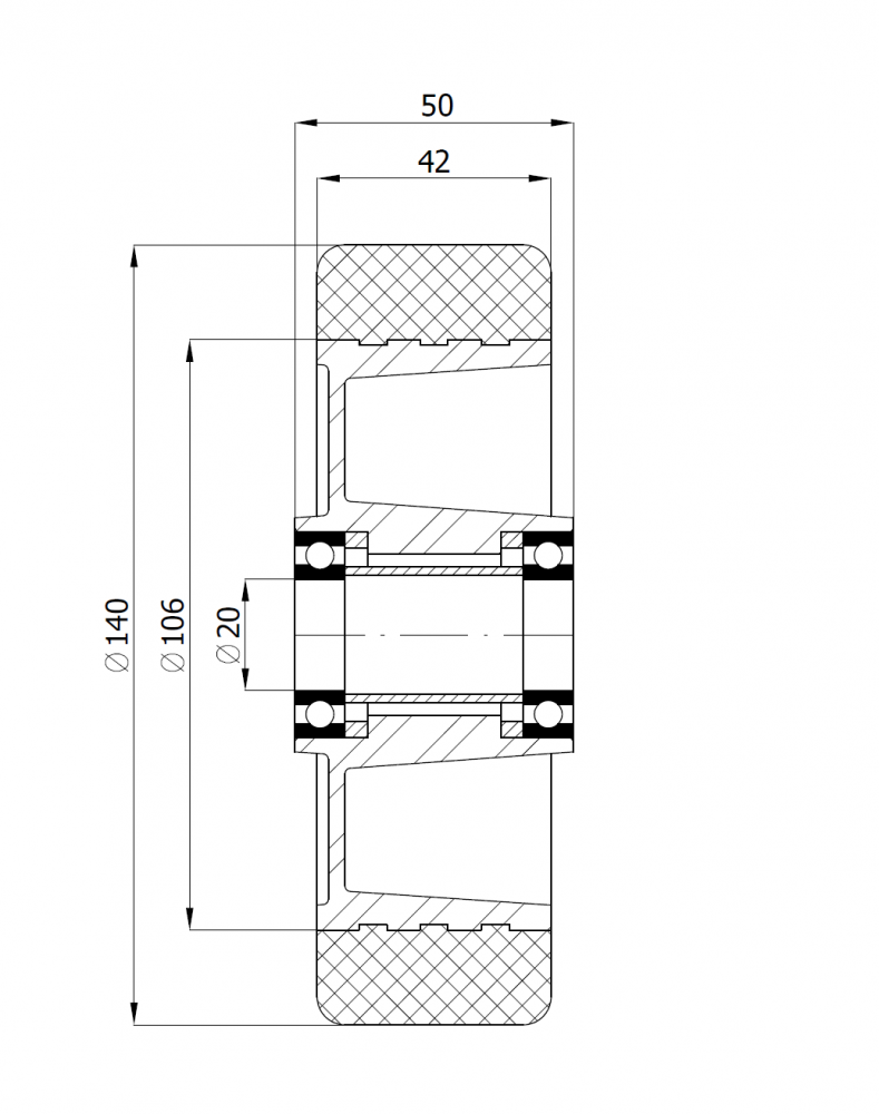 Koleso s polyuretánovým behúňom ZABI 140 mm