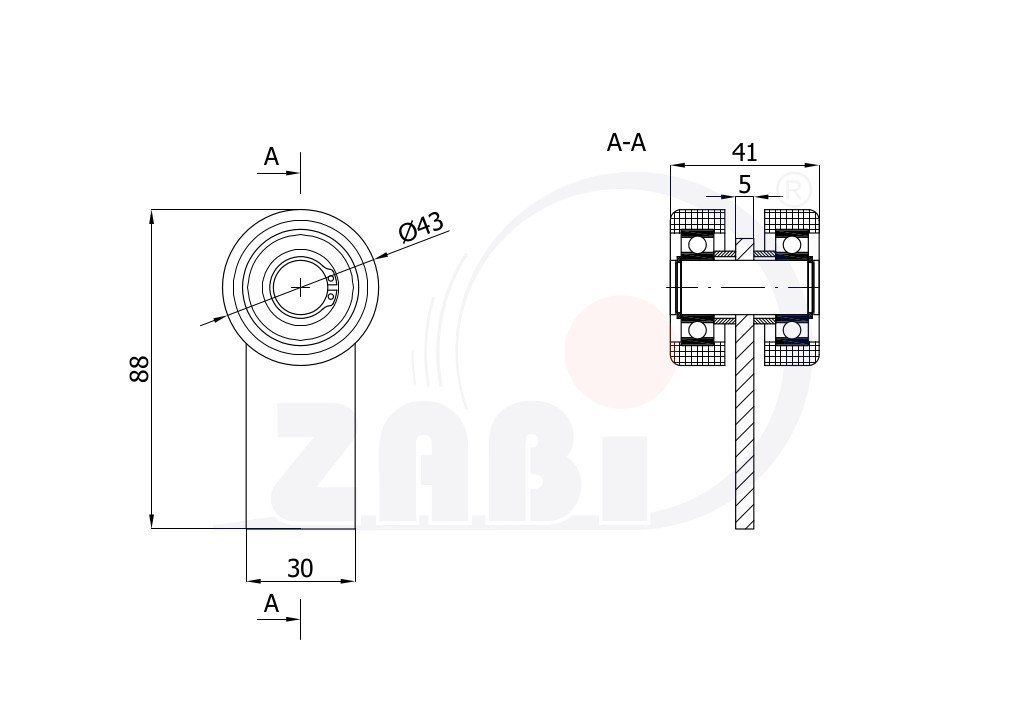 Nosný vozík závesných dverí a vrát 50 mm ZABI