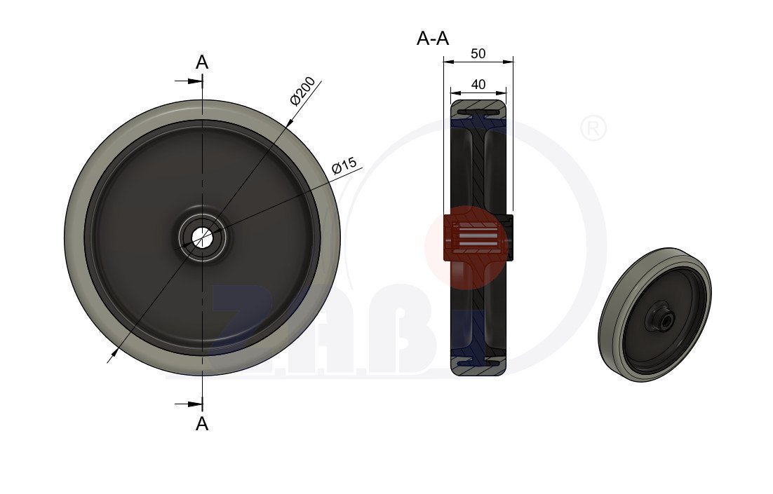 Polypropylénové kolo 200 mm