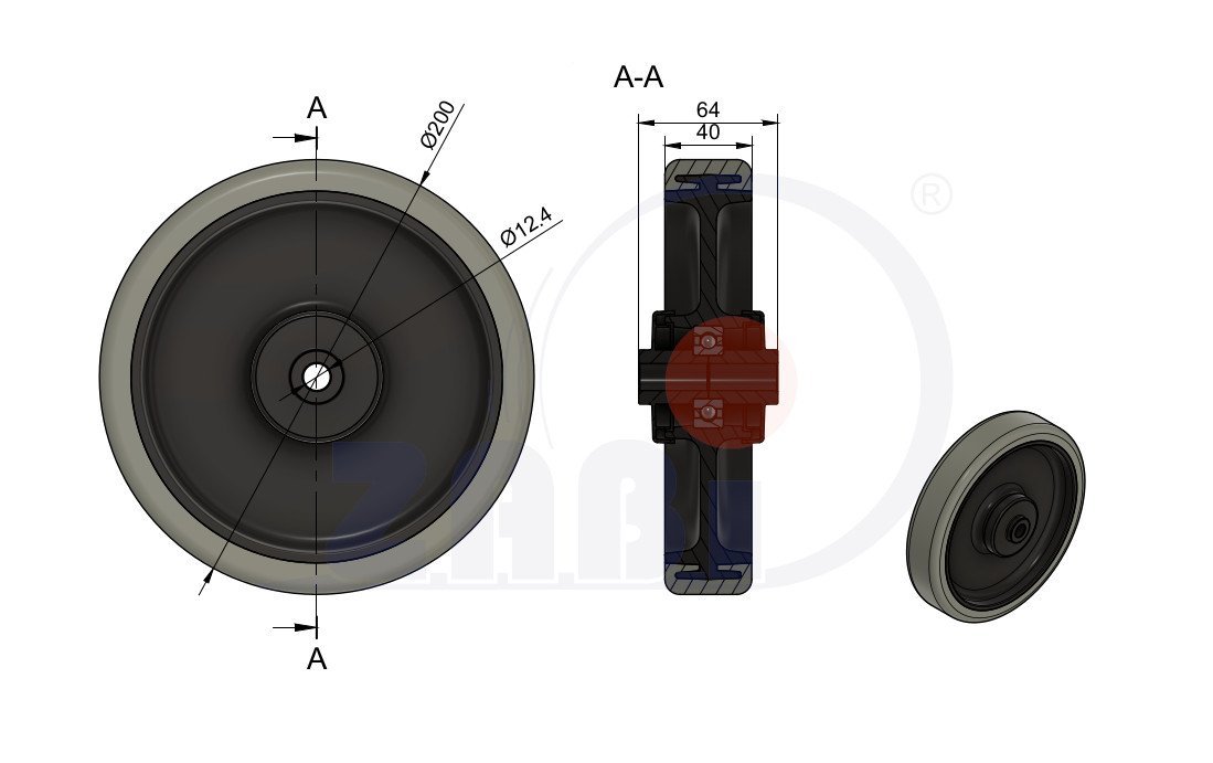 Polypropylénové kolo 200 mm