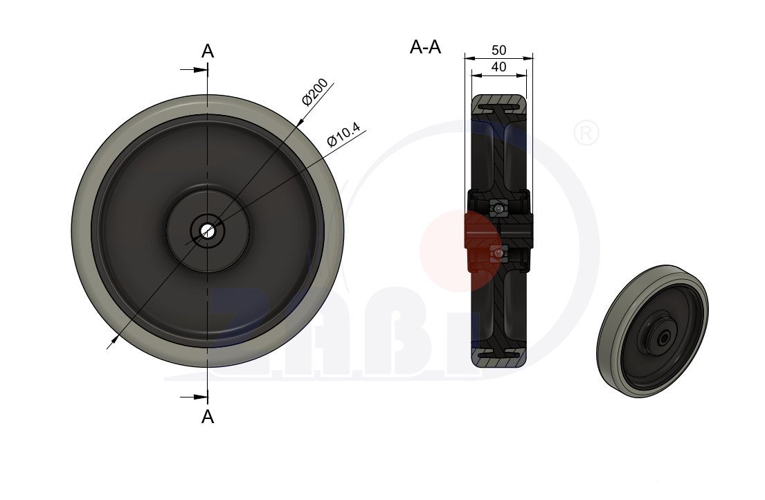 Polypropylénové nerezové kolo 200 mm