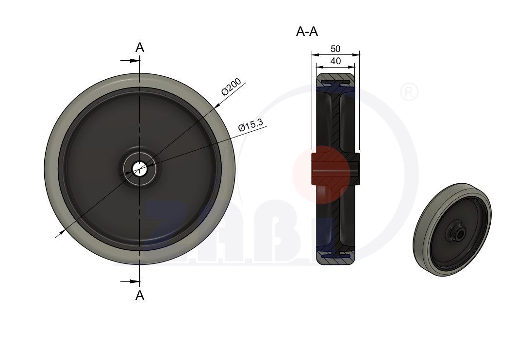 Polypropylénové kolo 200 mm