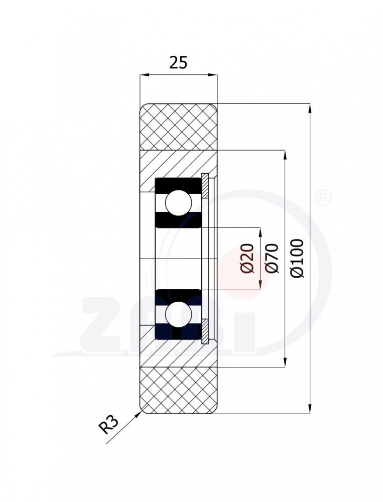 Polyuretanová rolňa 100 mm 70 ShA