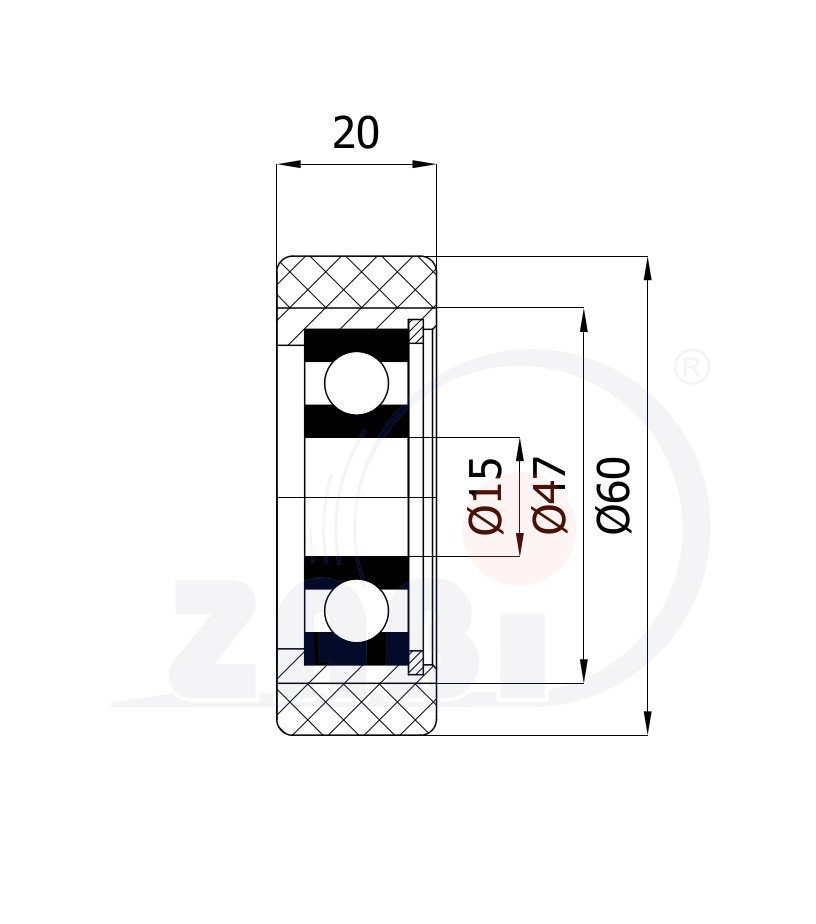 Polyuretanová rolňa 60 mm 70 ShA
