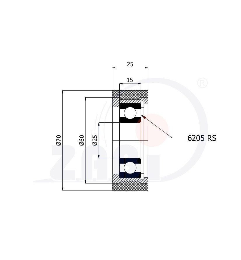 Polyuretanová rolňa 75 mm 93 ShA