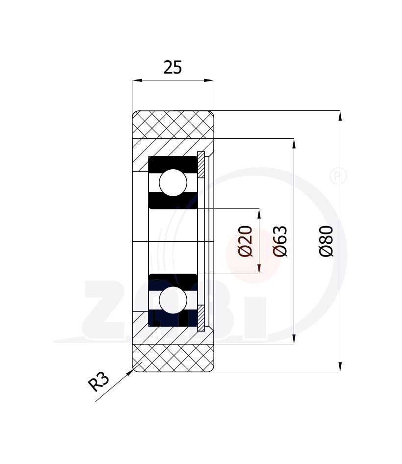 Polyuretanová rolňa 80 mm 93 ShA