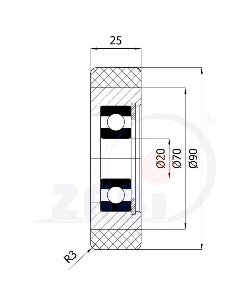 Polyuretanová rolňa 90 mm 93 ShA