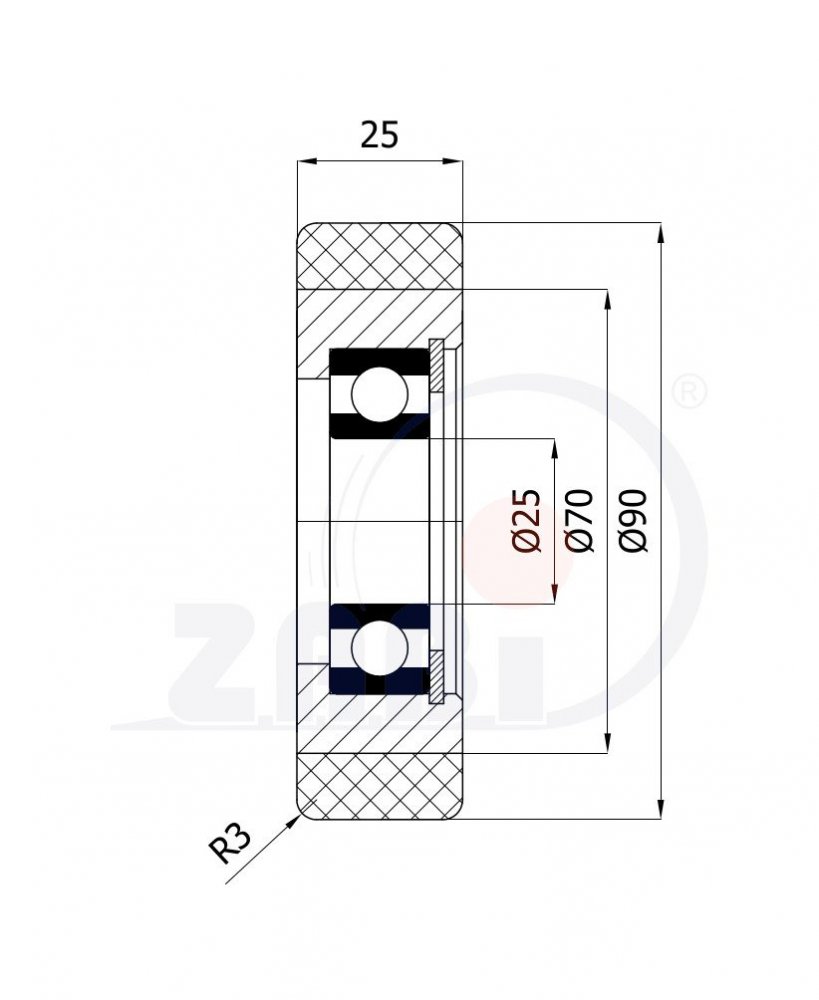 Polyuretanová rolňa 90 mm 93 ShA