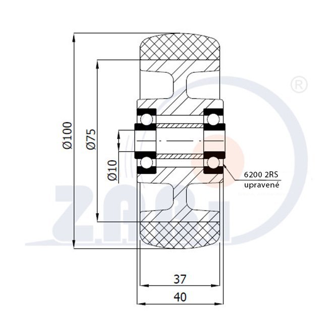 Polyuretánové koleso 100 mm samostatné ZABI