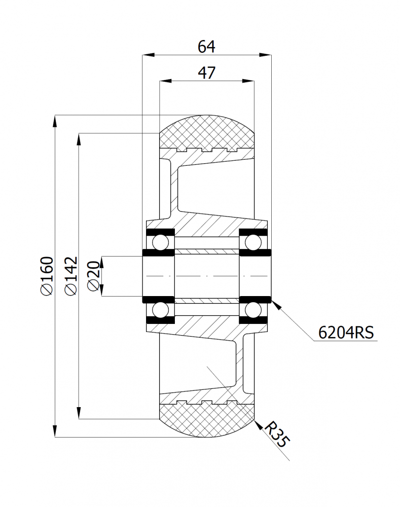 Polyuretánové koleso pre ľahkú manipuláciu  ZABI 160 mm
