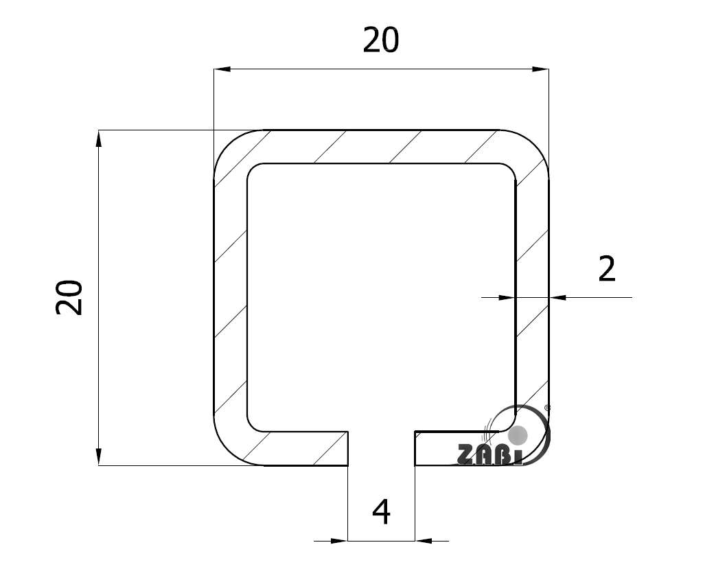 Nosný C profil pre posuvnú bránu 20mm dľžka 3 metrov