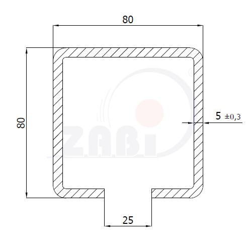 C-profil pozink 80x80x5 dĺžka 2m