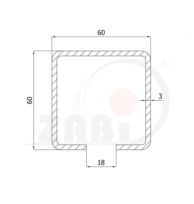 C-profil 60x60x3 dĺžka 3m