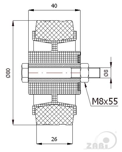 Gumové koleso nerezové 80 mm samostatné ZABI