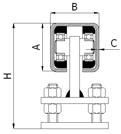 Nosný vozík do nosného C profilu 80 mm
