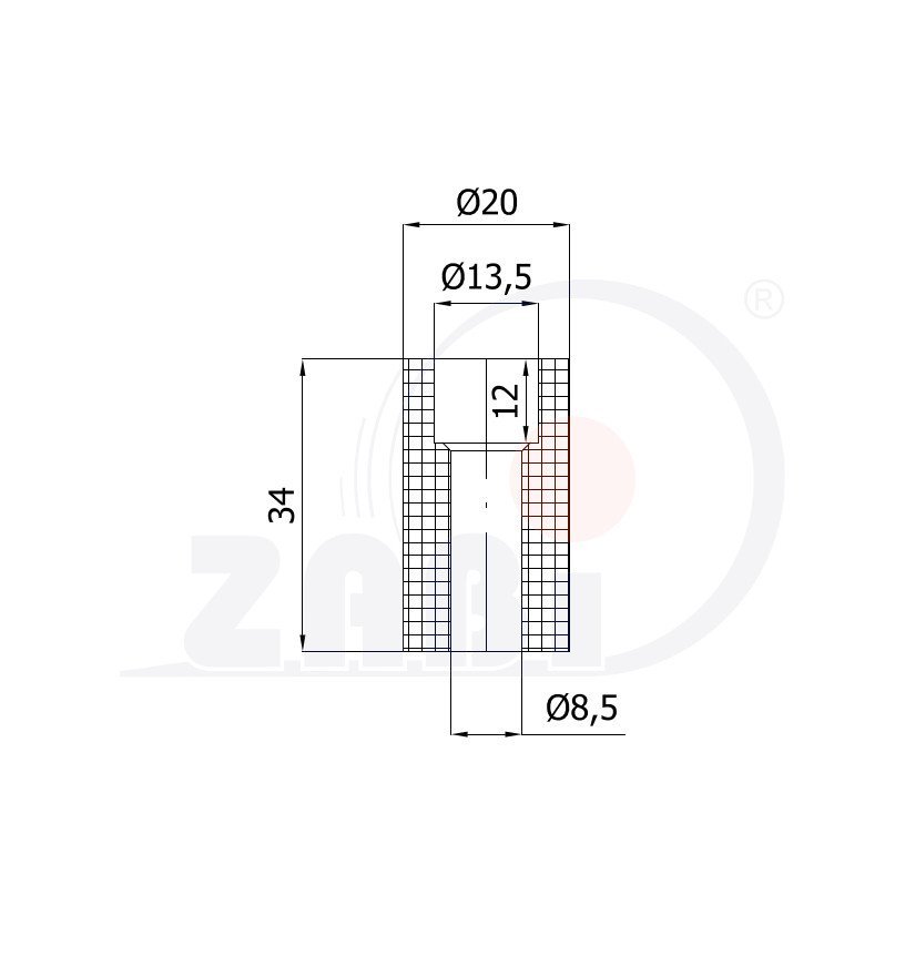 Horná vodiaca rolna 20 mm
