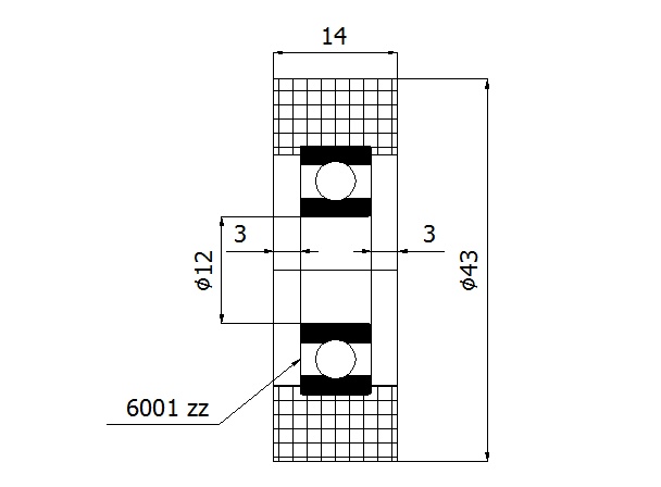 Rolňa plastová s ložiskom 43 mm ZABI