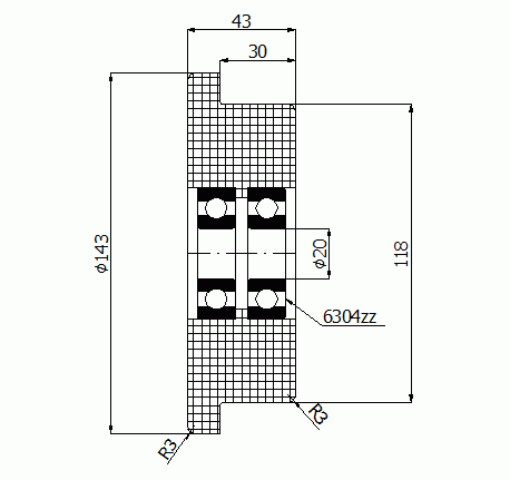 Plastové koleso s nákolkom 143 mm