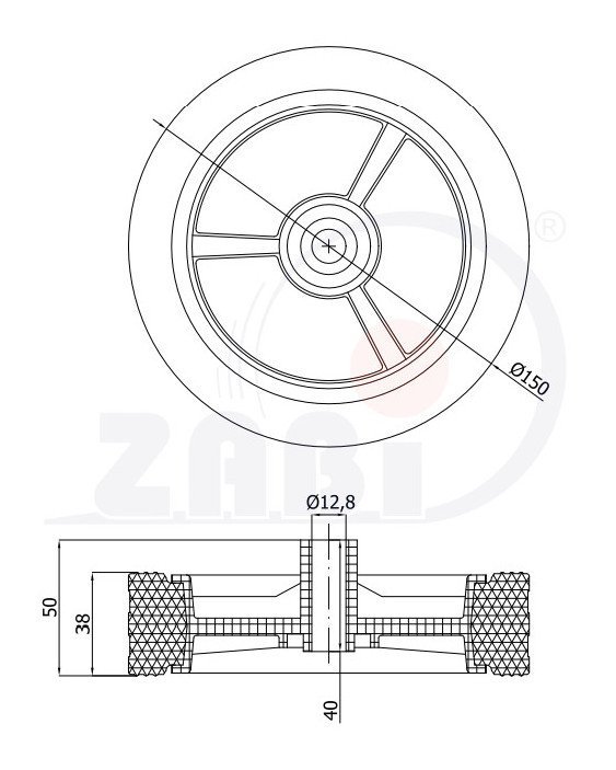 Univerzálne koleso pre kosačky s ložiskom ZABI 150 mm