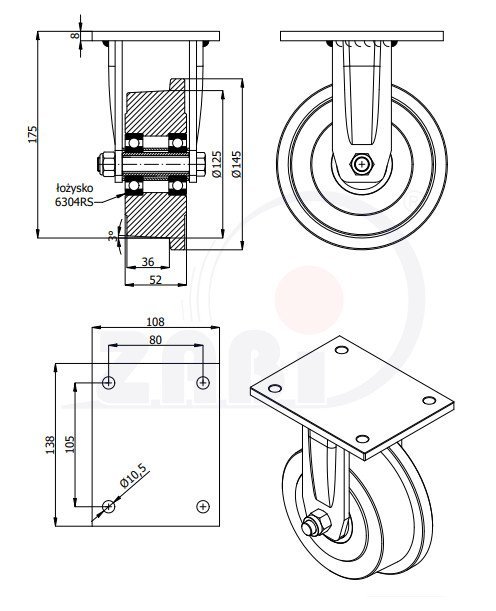 Koleso s nákolkom ve vidlici 143 mm