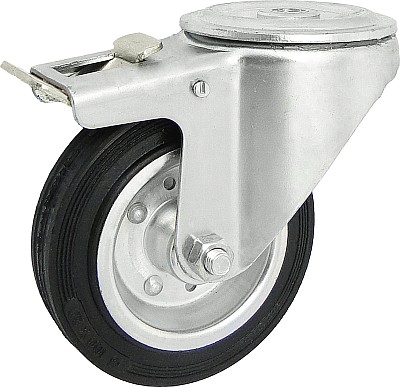 Gumové koleso 100 mm otočná vidlica s otvorom