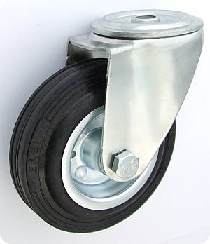 Gumové koleso 125 mm otočná vidlica s otvorom